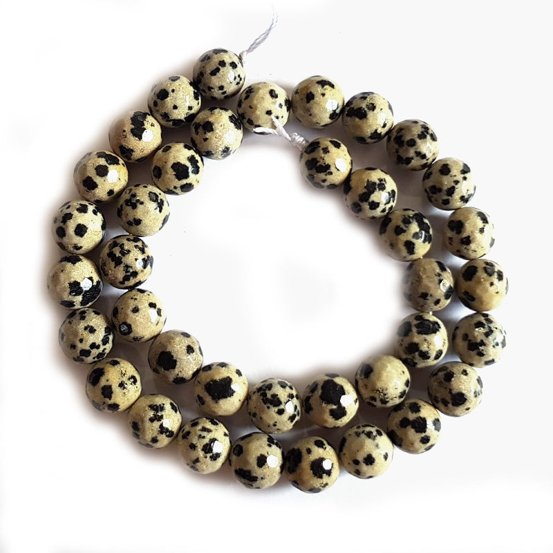 Dalmatian Jasper 10mm Faceted Round Beads