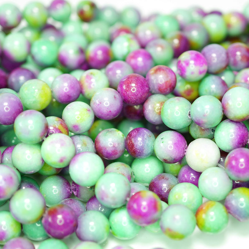 Dyed Jade Green/Purple Multicolour 8mm Round Beads