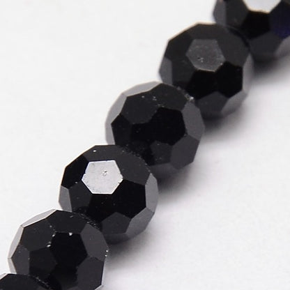 Black 4mm Faceted Round Glass Beads