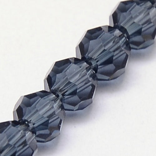 Prussian Blue 4mm Faceted Round Glass Beads