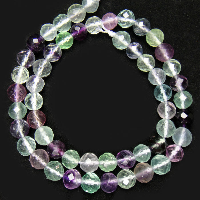 Fluorite 8mm Faceted Round Beads