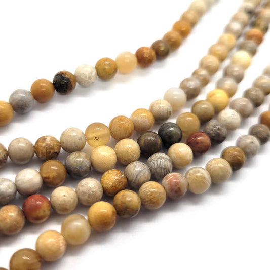 Fossil Jasper 4mm Round Beads 