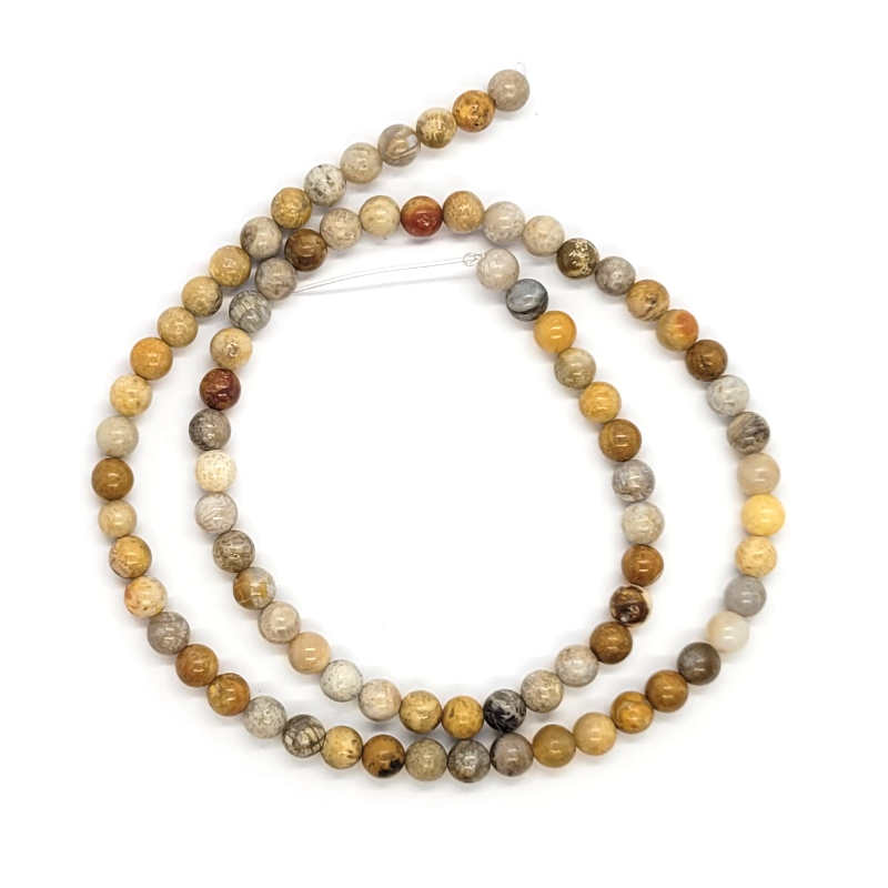 Fossil Jasper 4mm Round Beads 