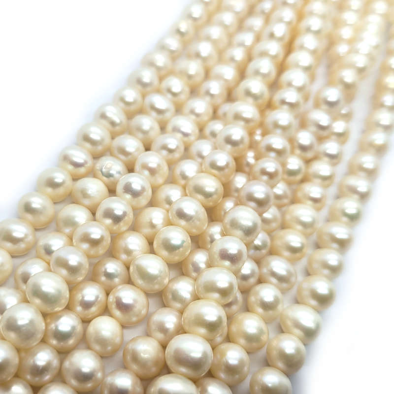 Natural Freshwater Potato Pearl White/Cream 6-7mm Beads