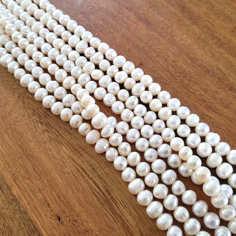 Natural Freshwater Potato Pearl White/Cream 6-7mm Beads