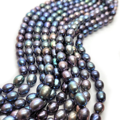 Natural Freshwater Rice Pearl Peacock 7-8mm Beads