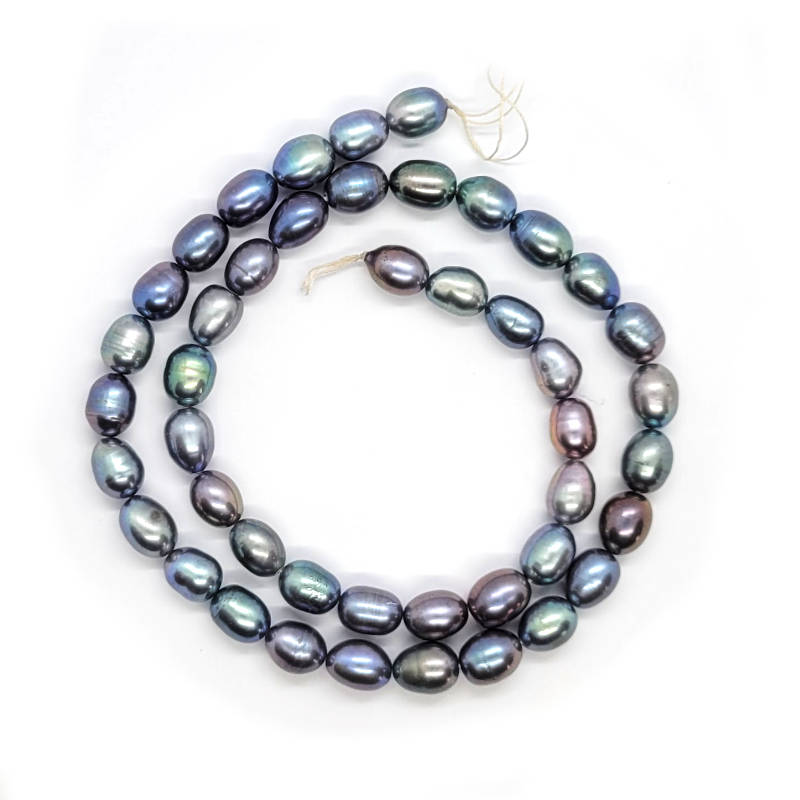 Natural Freshwater Rice Pearl Peacock 7-8mm Beads