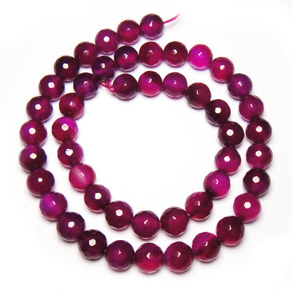 Fuchsia Agate (Plain) Faceted 8mm Round Beads 