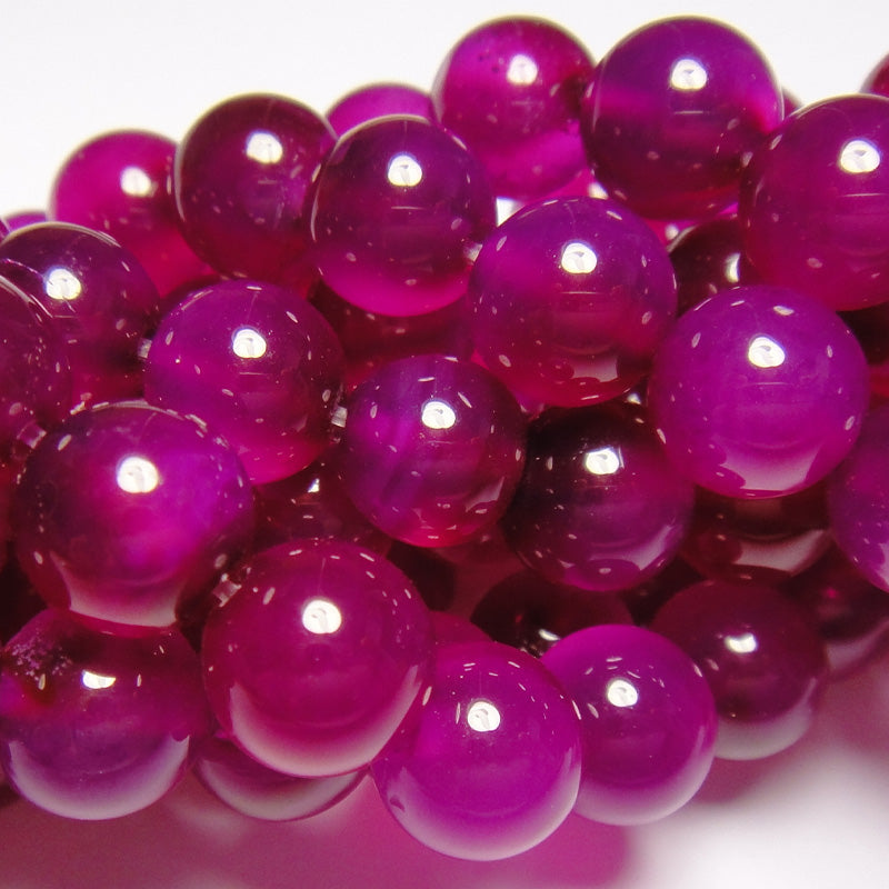 Fuchsia Agate Round 8mm Gemstone Beads