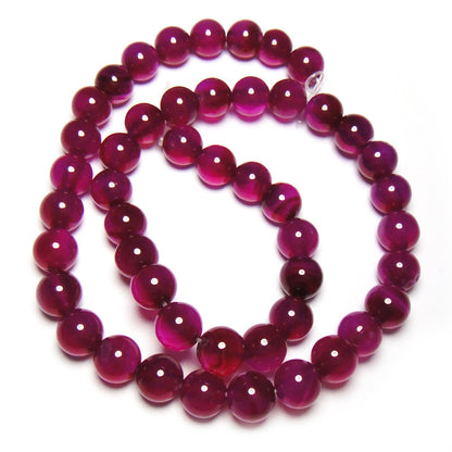 Fuchsia Agate Round 8mm Gemstone Beads