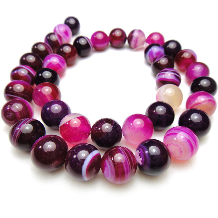 Fuchsia Agate 10mm Round Beads