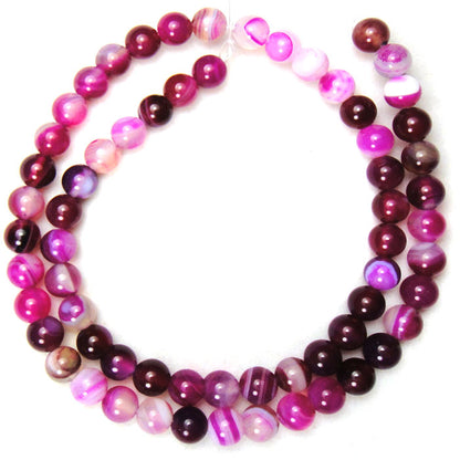 Fuchsia Agate 6mm Round Beads