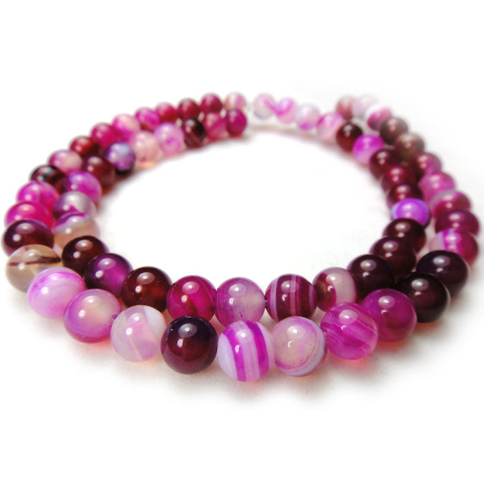 Fuchsia Agate 6mm Round Beads