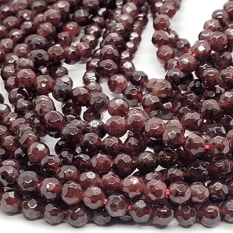 Garnet Faceted 4mm Round Beads