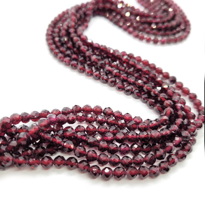 Garnet Faceted 4mm Round Beads