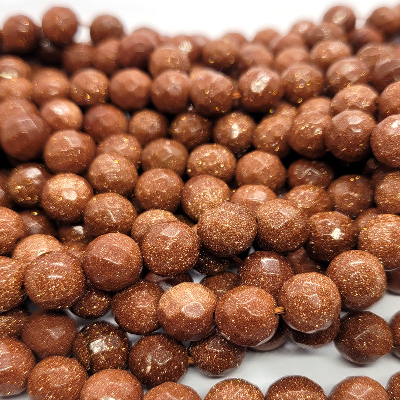 Goldstone Faceted 10mm Round Beads