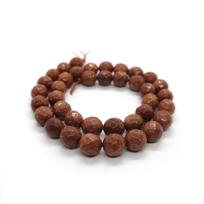 Goldstone Faceted 10mm Round Beads