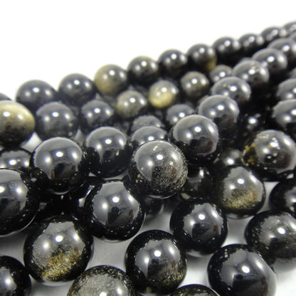 Golden Rainbow Obsidian 10mm Round Beads