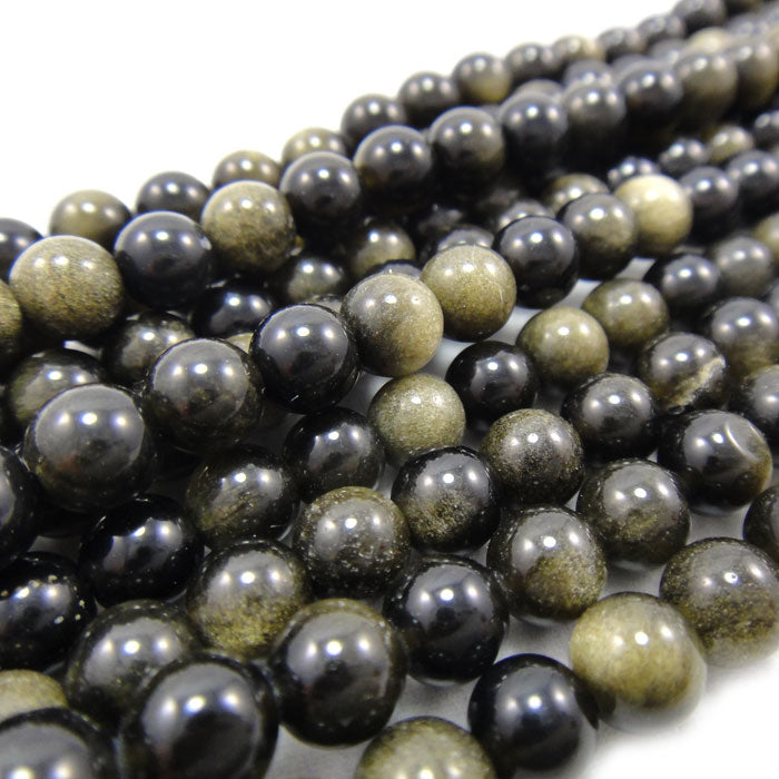 Golden Rainbow Obsidian 6mm Round Beads