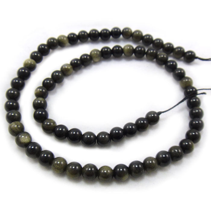 Golden Rainbow Obsidian 6mm Round Beads