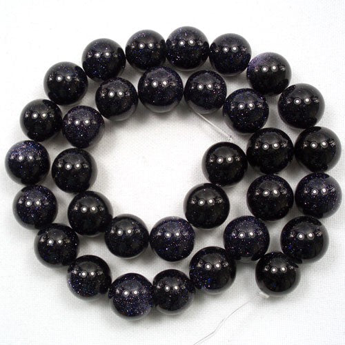 Blue Goldstone 12mm Round Beads