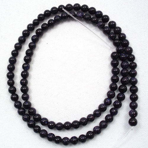 Blue Goldstone 4mm Round Beads