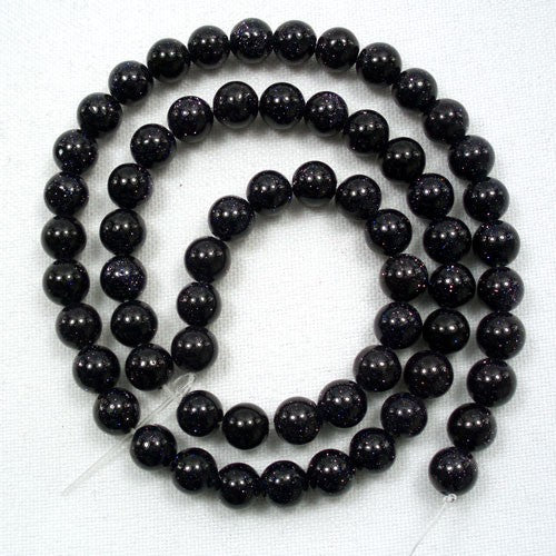 Blue Goldstone 6mm Round Beads