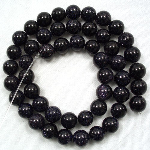 Blue Goldstone 8mm Round Beads