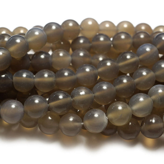 Grey Agate 8mm Round Beads