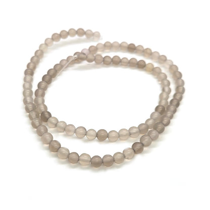 Grey Agate Matte 4mm Round Beads