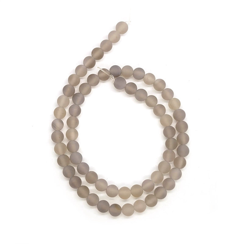 Grey Agate Matte 6mm Round Beads