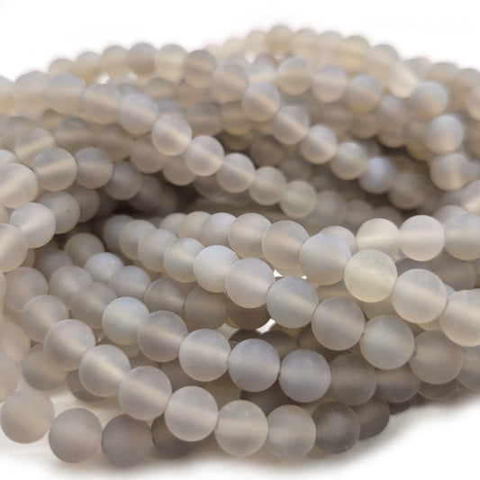 Grey Agate Matte 6mm Round Beads