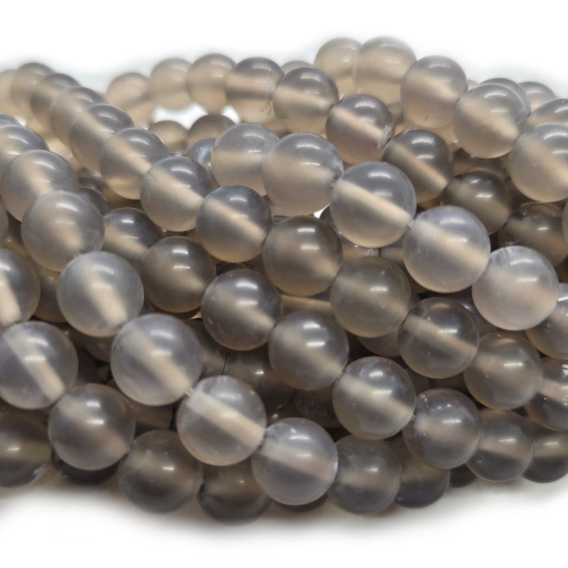 Grey Agate Matte 8mm Round Beads