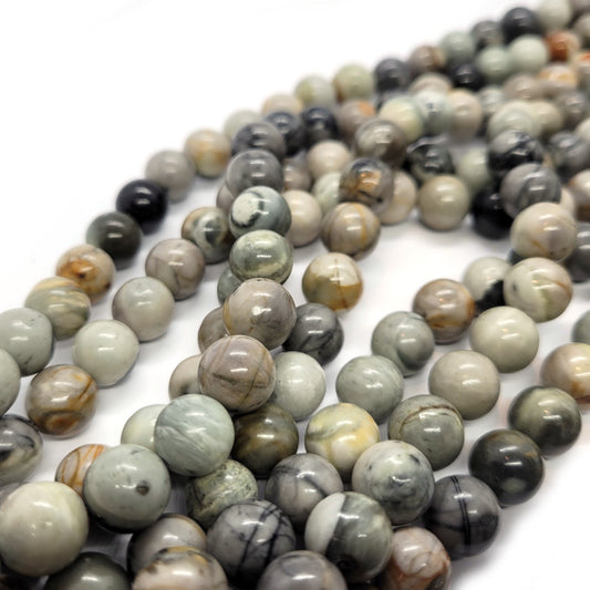 Grey Picasso Jasper 10mm Round Beads