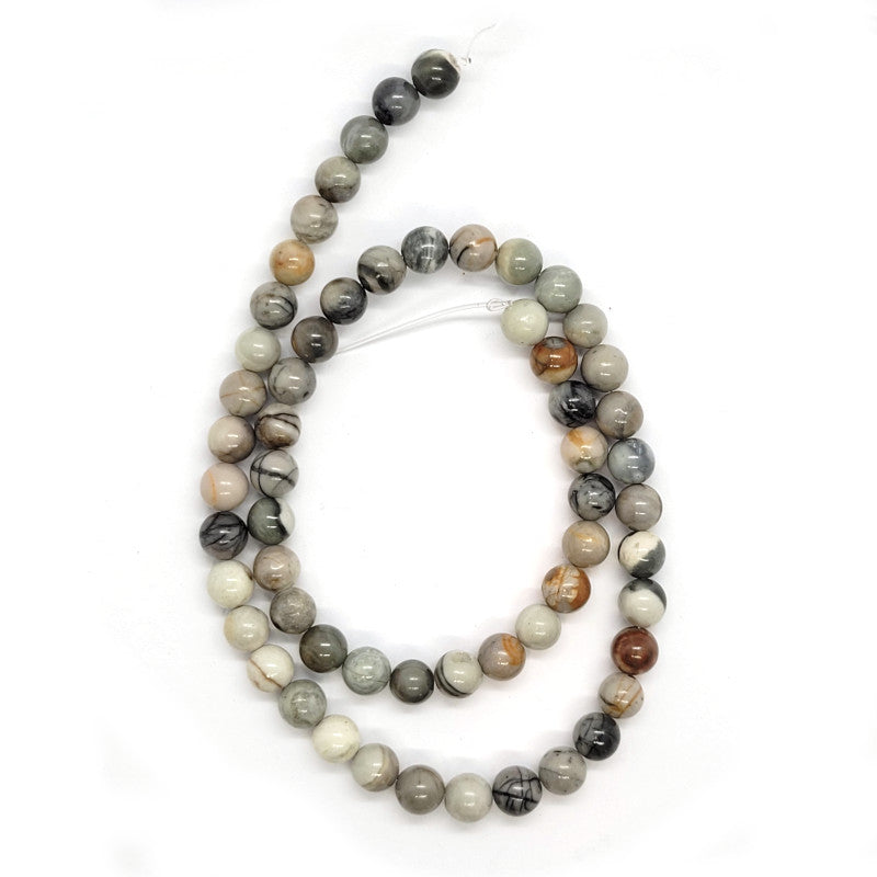 Grey Picasso Jasper 6mm Round Beads