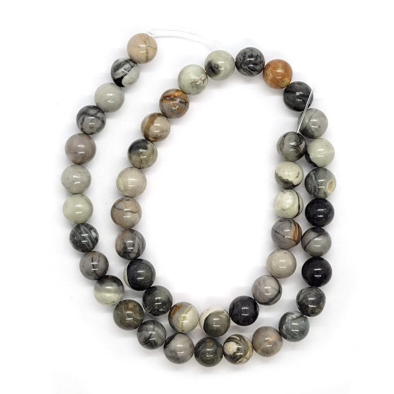 Grey Picasso Jasper 8mm Round Beads