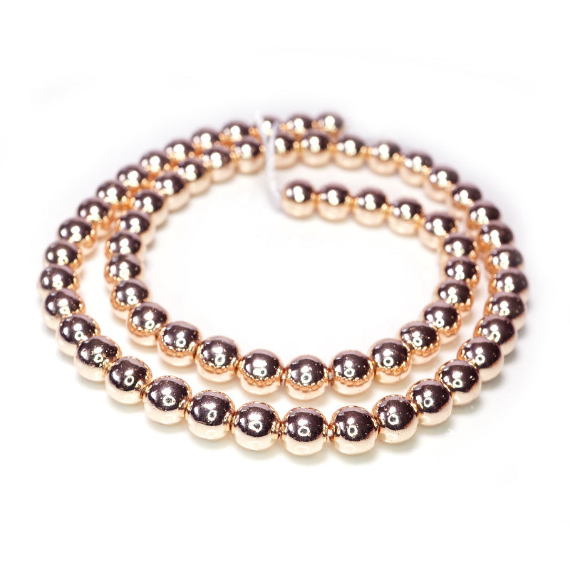 Rose Gold Hematite 6mm Round Bead