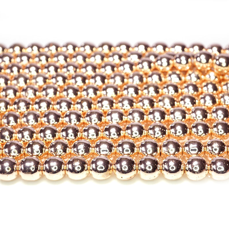 Rose Gold Hematite 6mm Round Beads