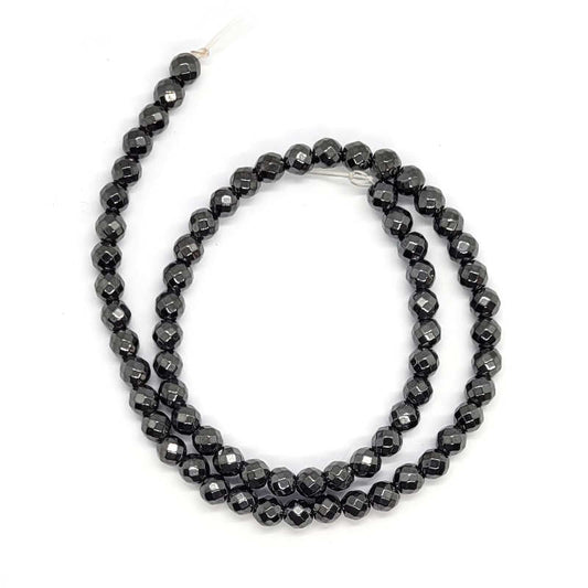 Hematite Faceted 6mm Round Beads