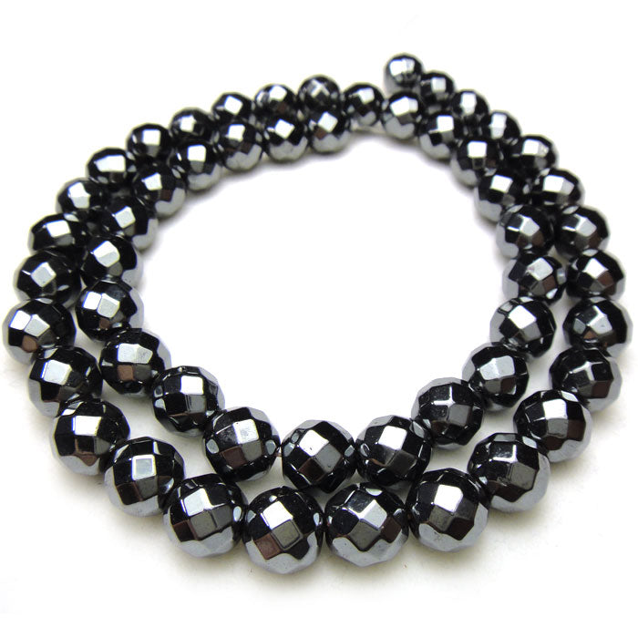 Hematite Faceted 8mm Round Beads