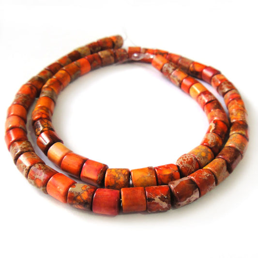 Orange Impression Jasper Tube Beads