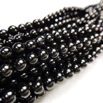 Jet 4mm Round Beads