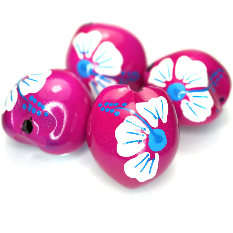 Kukui Nut Fuschia With Flower (Pack 4)