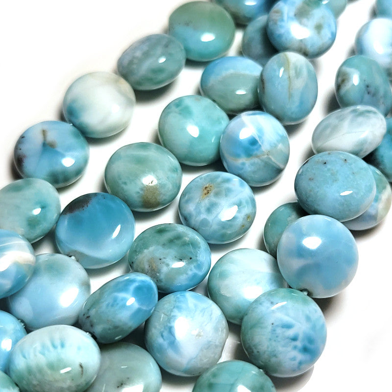 Larimar Coin 10mm Beads