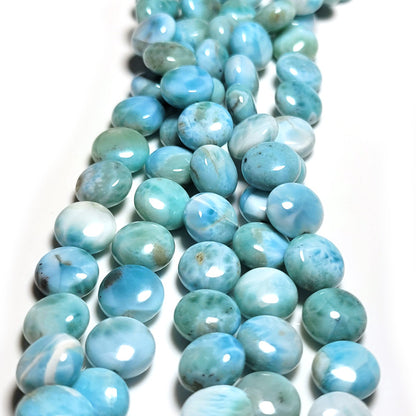 Larimar Coin 10mm Beads