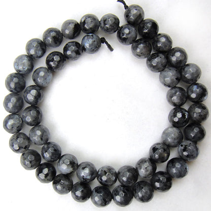 Larvikite 8mm Faceted Round Beads