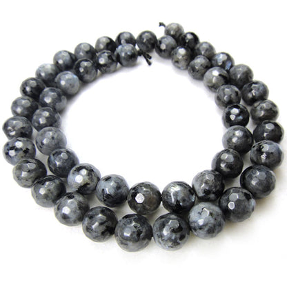 Larvikite 8mm Faceted Round Beads