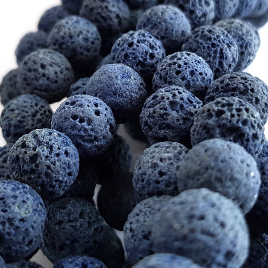 Dyed Lava Rock Cobalt Blue 10mm Round Beads