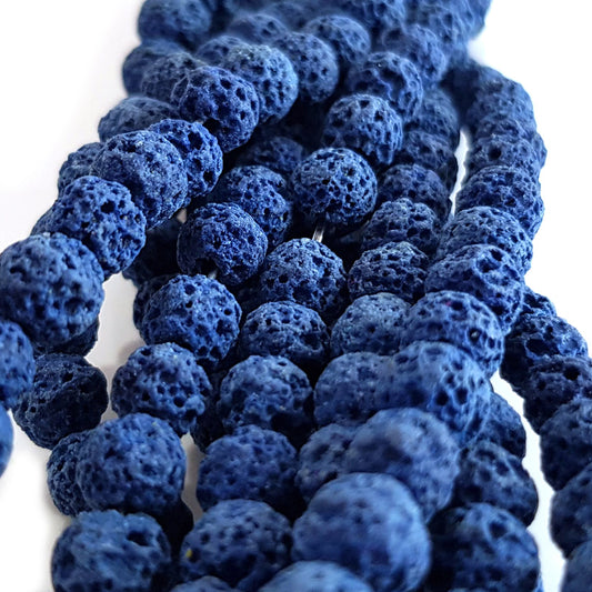 Dyed Lava Rock Cobalt Blue 6mm Round Beads