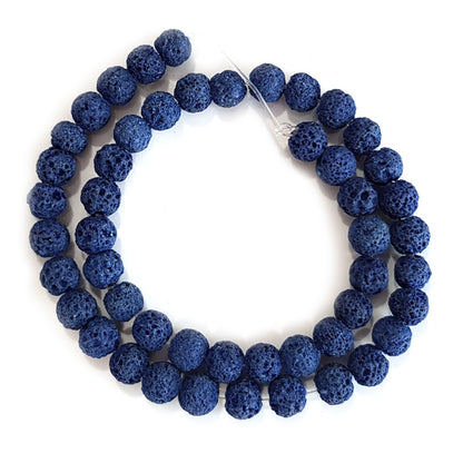 Dyed Lava Rock Cobalt Blue 8mm Round Beads